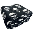 thumbnail image 6 of Serafina Home Halloween Blanket Throw: White Skulls on Black Fleece Extra Large 70 x 50 for Sofa Bed Couch Chair Dorm, 6 of 7