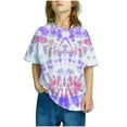thumbnail image 2 of Utoimkio Girls Tie Dye Short Sleeve T-shirts Casual Loose Crewneck T Shirts Summer Short Sleeve Tee Tops, 2 of 6