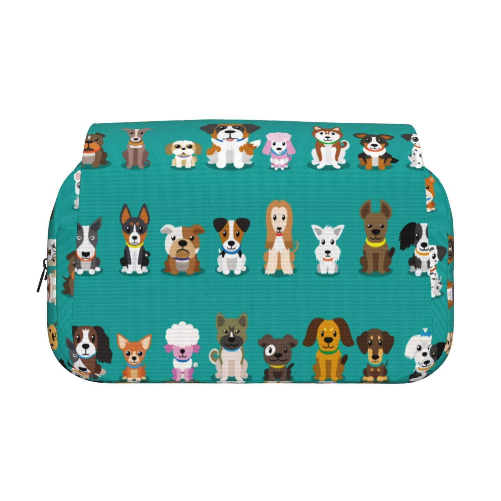 Rateoe Cartoon Dogs Pattern Double Clamshell Pen Case, Storage Organizer with Two Zipper Compartments– Holds Up to 50 Pencils & Pens