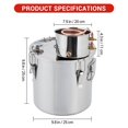 thumbnail image 2 of Danolapsi Alcohol Still 3 Gal 12L/5 Gal 19LStainless Steel Alcohol Distiller Copper Tube Spirit Boiler With Build-In Thermometer for Home Brewing DIY Whisky Wine Brandy Making, 2 of 5