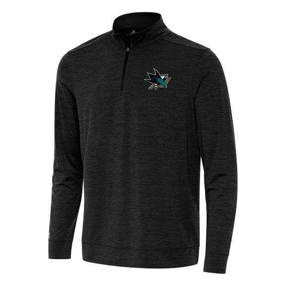 Men's Antigua Heather Black San Jose Sharks Bright Quarter-Zip Top