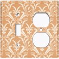 thumbnail image 2 of Metal Light Switch Plate Outlet Cover (Victorian Damask Flower Feather Tan Pattern - Single Toggle Single Duplex), 2 of 2