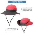 thumbnail image 3 of IC ICLOVER Women Summer Sun Hat Wide Brim Outdoor UV Protection Hat Foldable Ponytail Bucket Cap for Beach Travel Hiking Gardening with Adjustable Chin Strap, Watermelon Red, 3 of 8