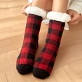 thumbnail image 3 of Baberdicy Socks Women's Plaid Floor Socks Thicken Warm Sleeping Socks Slippers Fuzzy Socks Mens Socks Red, 3 of 5