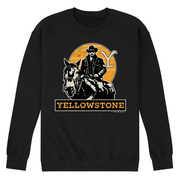Yellowstone - Rip Rideing Horseback - Men's Crew Neck Fleece Pullover