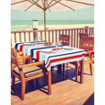 thumbnail image 2 of Blue Red Striped Outdoor Rectangle Tablecloth with Umbrella Hole 60x102inch Waterproof Tablecloth Zippered Patio Table Cloth, 4th of July Wrinkle-Free Decorative Table Cover for Picnic Dining, 2 of 6