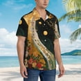 thumbnail image 3 of Sikiie Abstract Gold Floral Galaxy Print Men's Hawaiian Shirt, Summer Beach Button Pocket Short Sleeve T-Shirt,Medium, 3 of 7