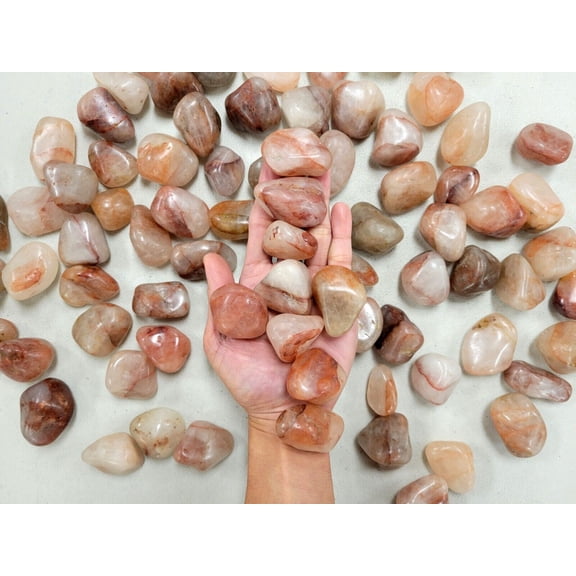 TUMBLED FIRE QUARTZ CRYSTAL STONES - HEMATOID QUARTZ BULK - HEMATITE QUARTZ