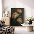 thumbnail image 2 of Framed Canvas Print Peony Floral Wall Art Dark Botanical Decorative for Living Room Bedroom - 24"x36" BLACK, 2 of 8