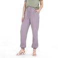 thumbnail image 3 of Womens Pajama Pants Solid Color Elastic Waist Pocket Casual Sleep Pants, 3 of 6