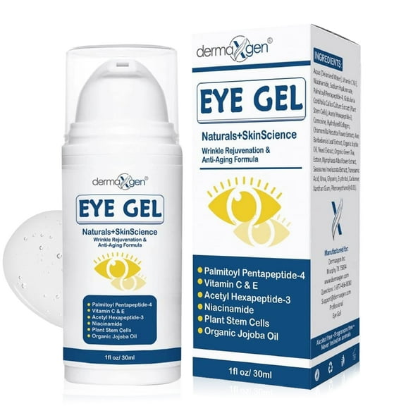 DERMAXGEN Eye Gel   Plant Stem Cells   Matrixyl 3000   EYE BAG REMOVER, Arginine For Under And Around Eyes To Smooth Fine Lines, Eliminate Dark Circles, And De-puff Bags With Peptide Complex, 1 FL