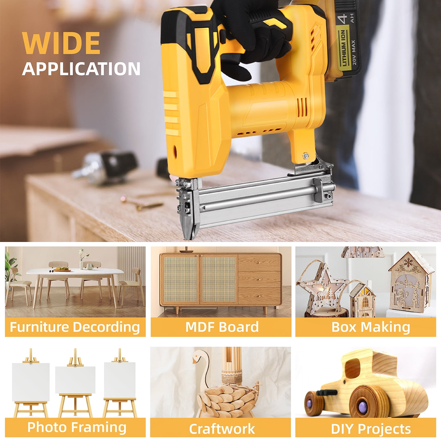 18 Gauge Brad Nailer Compatible with Dewalt 20V MAX Battery(NO Battery), Narrow Crown Stapler, 2 in 1 Cordless Nail Gun with 1000 Nails and 1000 Staples for Home Improvement, DIY and Woodworking