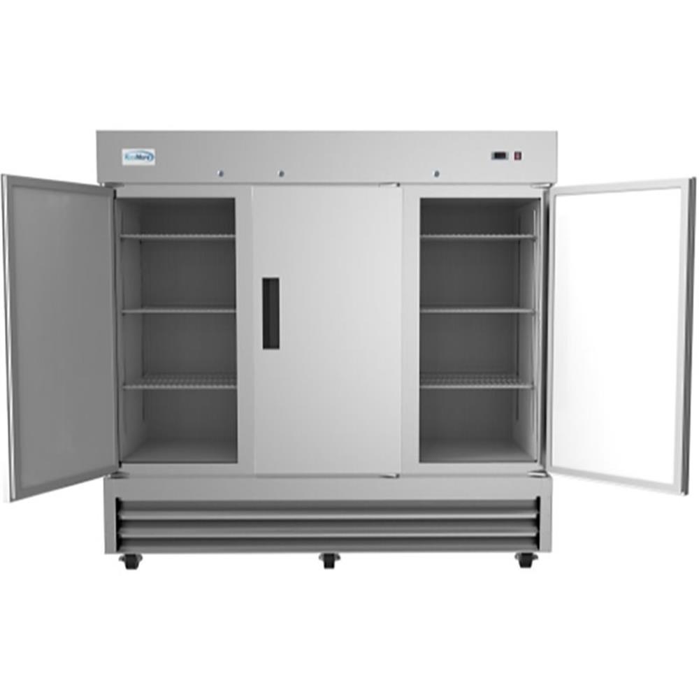 Koolmore 82" 3 Door Stainless Steel Upright Reach-In Freezer in Silver