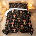 thumbnail image 2 of Homewish Watercolor Mushrooms Quilt King,Wild Flowers King Coverlet Set,Black,Black Reversible,3 Pieces, 2 of 7
