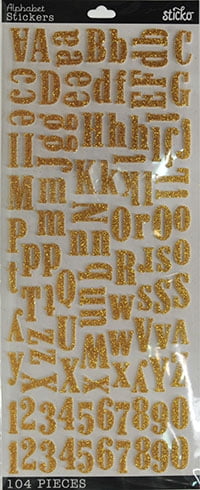 Sticko Solid Large Gold Glitter Foam Alphabet Stickers - 104 Pieces