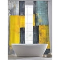 thumbnail image 5 of Abstract Color Block Sheer Curtains 108 Inches Long 2 Panels Yellow Block Gradient Black Modern Light Filtering Semi Sheer Window Curtains Drapes for Bedroom Living Room 52"x108", 5 of 7