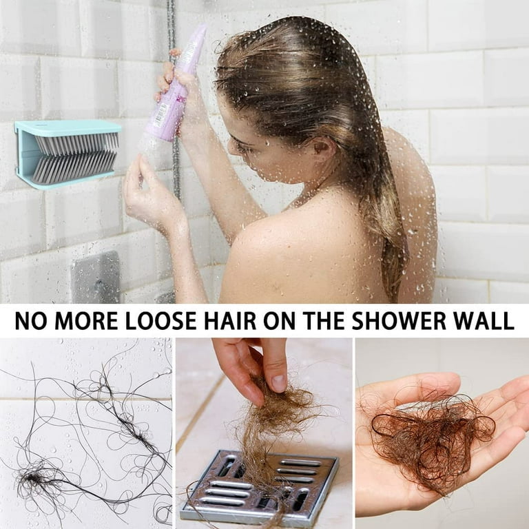 2 Pack Shower Hair Catcher,Hair Grabber for Shower Wall,Hair Collector for  Shower Wall,Hair Catcher Silicone Shower,Bathroom Wall Hair Collector for