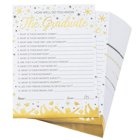 2019 Graduation Party Game - How Well Do You Know The Graduate, 50-Pack Game Cards, Grad Party Supplies, White and (Best Party Card Games 2019)