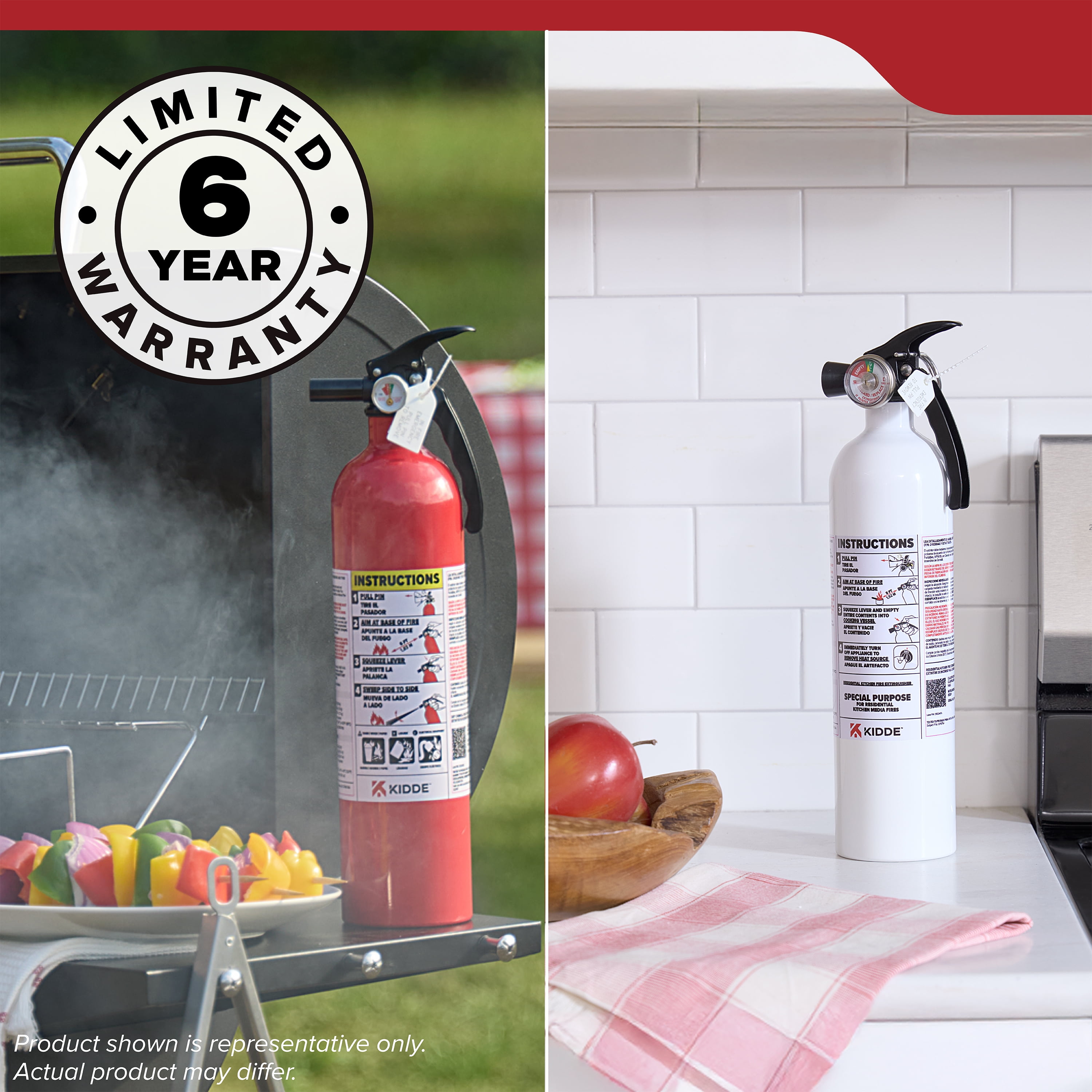 Kidde Multipurpose Home Fire Extinguisher, UL Rated 1-A:10-B:C, Model KD82-110ABC & 711A Kitchen Fire Extinguisher Value Pack