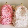 thumbnail image 5 of 3pcs Bow Pink Backpack ,Cute Kawaii Backpacks Set Large Capacity,Nylon Coquette Backpack With Bow Pattern,with Lunch Tote and Pencil Pouch, 5 of 8