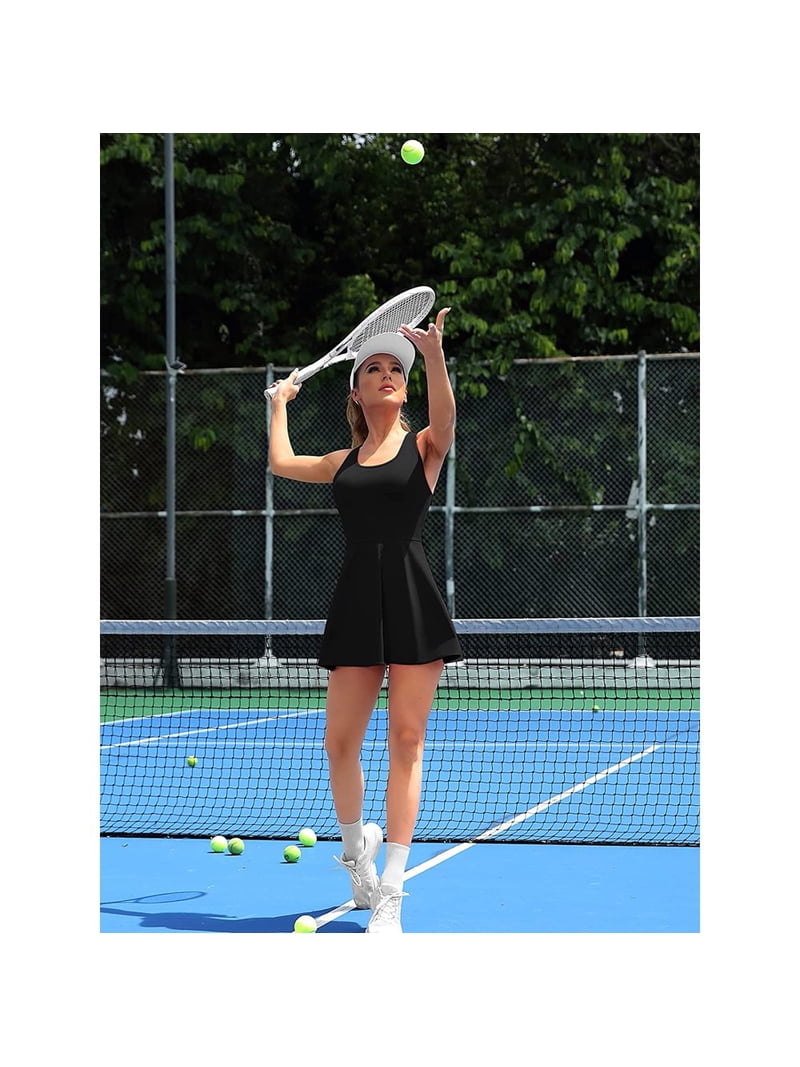 tennis dress with shorts and pockets Racerback Tennis Dress with Shorts and Pockets Badge Blue / S