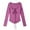 Purple, variant on Women's Solid Top Cute Sexy Long Sleeve Tie-Front Blouse with Button Details Asymmetric Hem Waist-Defining Fit