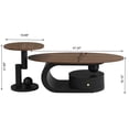 thumbnail image 3 of GZXS Modern Nesting Tables Set of 2, Oval Coffee Table with Storage Drawer, and Round End Table, for Living Room,Apartment,Home Office (Brown+Black), 3 of 8