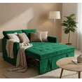 thumbnail image 6 of ShiKeyi 3 in 1 Convertible Sleeper Futon Sofa Bed, 55" Pull Out Sofa Bed with Storage Pocket/Side Pocket/2 Pillows for Living Room, Green, 6 of 6