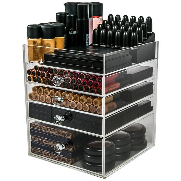 Acrylic Makeup Organizer Cube 4, Lucite Makeup Vanity Table