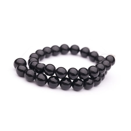 - Round - Shaped Black Agate Beads Semi Precious Gemstones Size: 10x10mm Crystal Energy Stone Healing Power for Jewelry Making