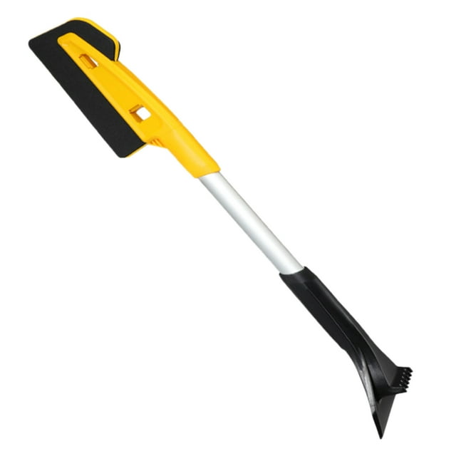 Mupvlun Retractable Car Removal Shovel and Ice Scraping Brush for Efficient Windshield Defrosting, Winter Weather Emergency Multifunctional Tool Yellow