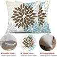thumbnail image 6 of Brown Blue Flower Pillow Covers 20x20 Inch Set of 2 Summer Outdoor Waterproof Decor for Home Patio Funiture Garden Living Room Cushion Cover 002F20, 6 of 6