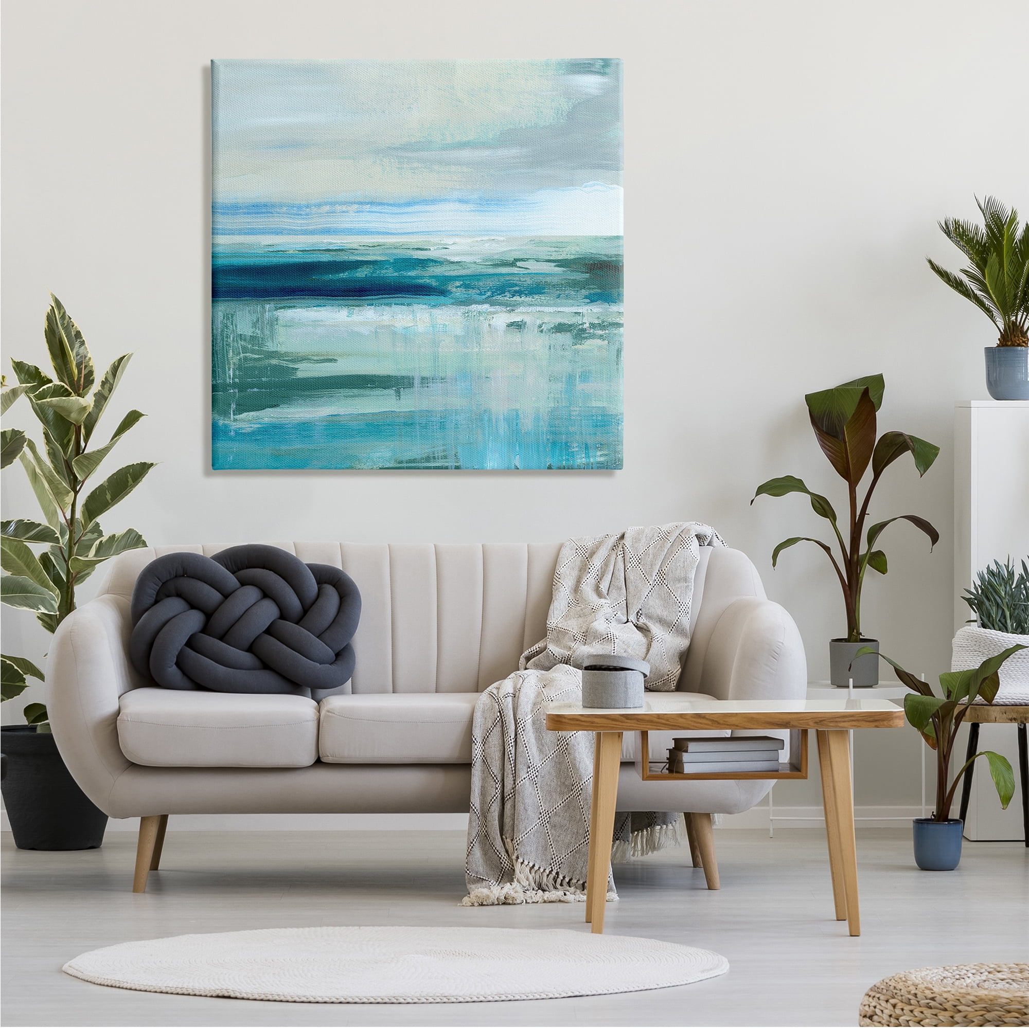 Stupell Industries Abstract Ocean Horizon Modern Nautical Painting Blue Green, 36 x 36,Design by Nan