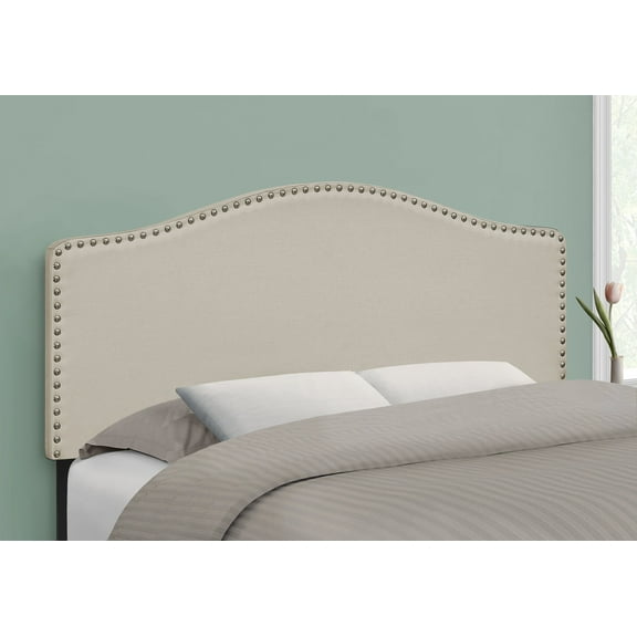 Bed, Headboard Only, Full Size, Bedroom, Upholstered, Beige Linen Look, Transitional,