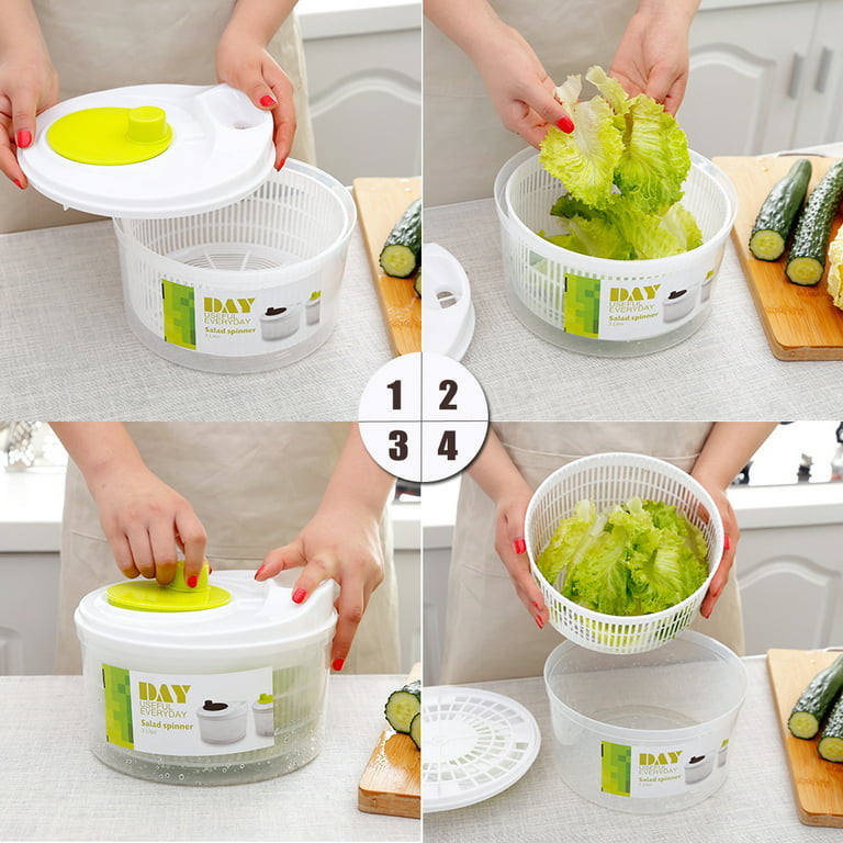 Lettuce Dryer Spinner Manual Salad Bowl Spinner 5L Multi-Use Vegetable And  Fruit Washer Quick And Easy Spinning Colander With
