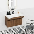 thumbnail image 5 of GGISHA Floating Bathroom Vanity with Sink,Wall-Mount, Stone Resin,Wood Cabinet, Ada Compliant,Modern Hand Support for Seniors, Handicap, 5 of 7