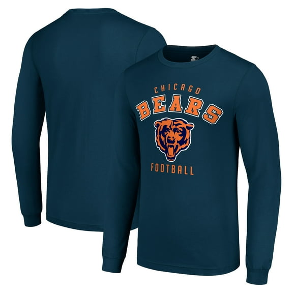 Men's Starter Navy Chicago Bears Long Sleeve T-Shirt