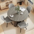 thumbnail image 6 of Hawsaiy Extendable Round to Oval Dining Table Set for 4–6, Space-Saving Wooden Table with Hidden Storage, Expandable Dining Table with Upholstered Chairs(Gray Table+4 Light Gray Chairs), 6 of 10