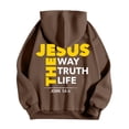 thumbnail image 5 of QHFBli Cotton Men's Hoodie Mens God Print Casual Hooded Sweatshirt Long Sleeve Pullover Comfortable Daily Wear Streetwear Fashion Brown L, 5 of 5