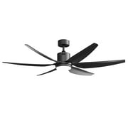 FUFU&GAGA 66" Ceiling Fan with Light and Remote Control, 6 Blades and Reverse Airflow, Black