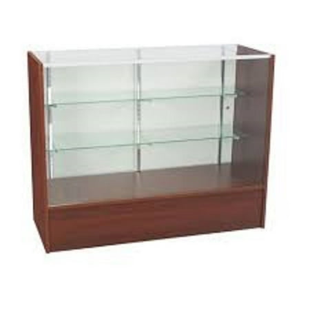 - RETAIL GLASS DISPLAY CASE FULL VISION WALNUT 4' SHOWCASE