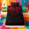 thumbnail image 3 of meiyoeat Red Pixel Plaid Twin Sheets For Boys,Abstract Geometric Print Bedding,3pcs,1 Fitted Sheet and 1 Pillowcase, 3 of 6