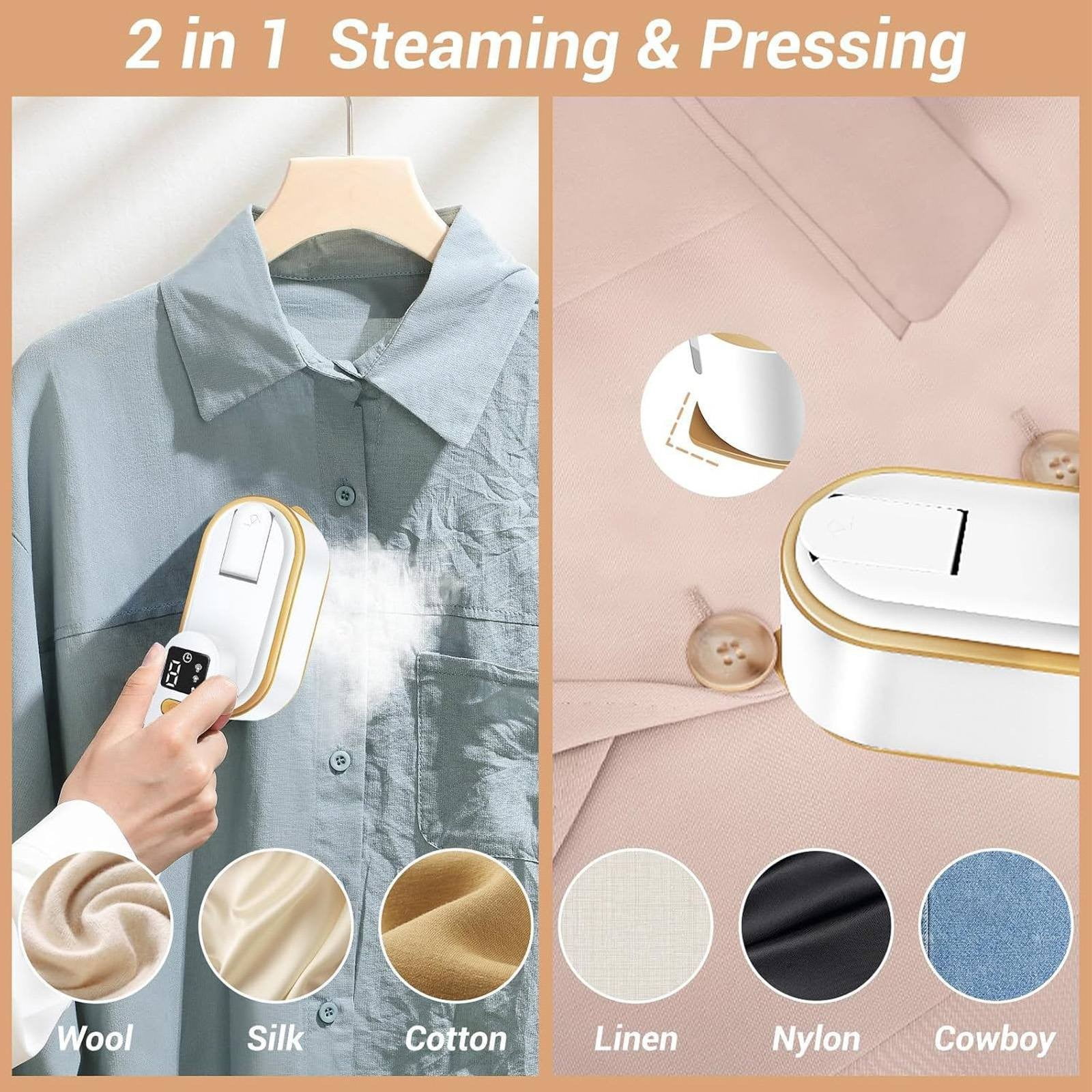 Travel Steamer Iron for Clothes, Multifunctional Travel Steamer Iron, Fast Heating Portable Steamers, Handheld Size Mini Steamers for Dress Shirt Home Travelling Use