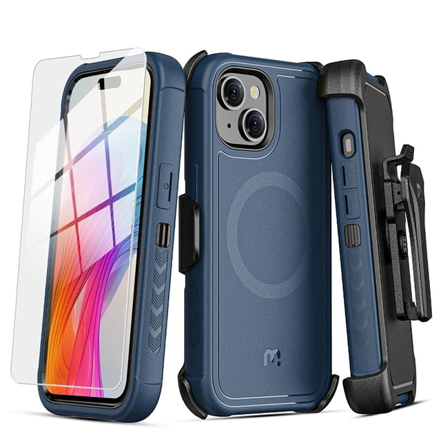 Funda MYBAT Maverick MagSafe Clip para iPhone 15 PLUS Azul con Mica