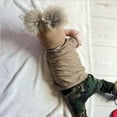 thumbnail image 3 of Kids Baby Autumn Winter Solid Color Warm Knit Hat Large Double Ball Woolen Cap, 3 of 9
