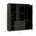 thumbnail image 4 of ModMakers 4-Door Wardrobe Armoire Closet with Hanging Rod, Modern Wood Wardrobe Storage Cabinet with Drawers, Black, 4 of 8