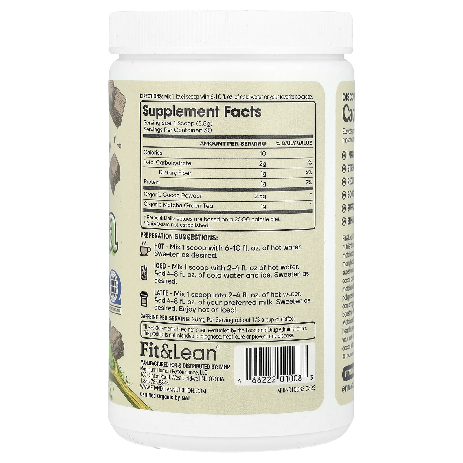 Fit & Lean Cacao Matcha, 3.7 oz (105 g)