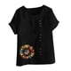 thumbnail image 4 of Vestidos Casuales Para Mujer, Blusas De Mujer De Moda Blusa informal de lino con botones y manga corta estampada para mujer, 4 of 4