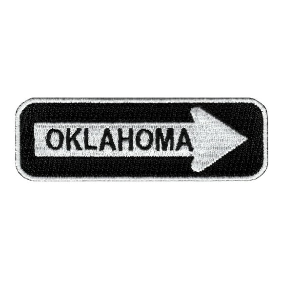 Oklahoma One Way Sign Embroidered Iron-on Patch