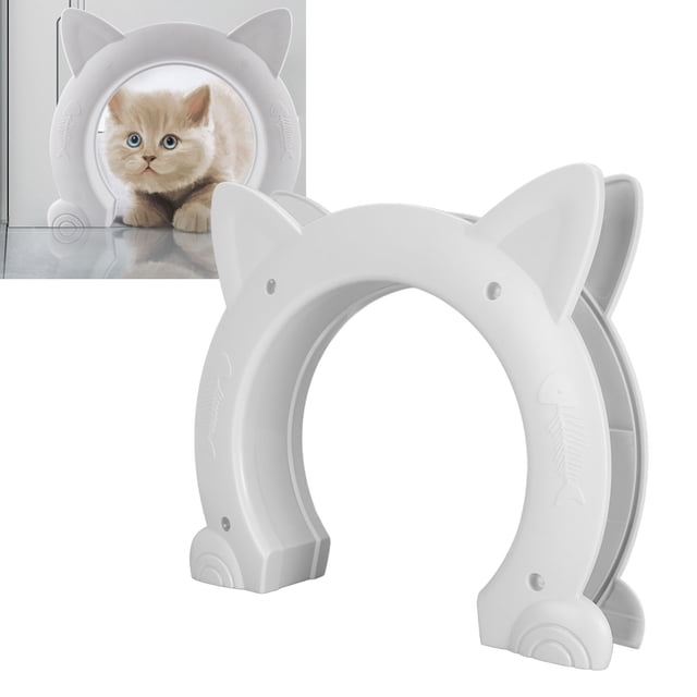 Porte Intérieure de Chat, Forme Unique Porte de Trou de Chat Installation Facile pour le Mur pour Chiot Blanc, Noir, Brun